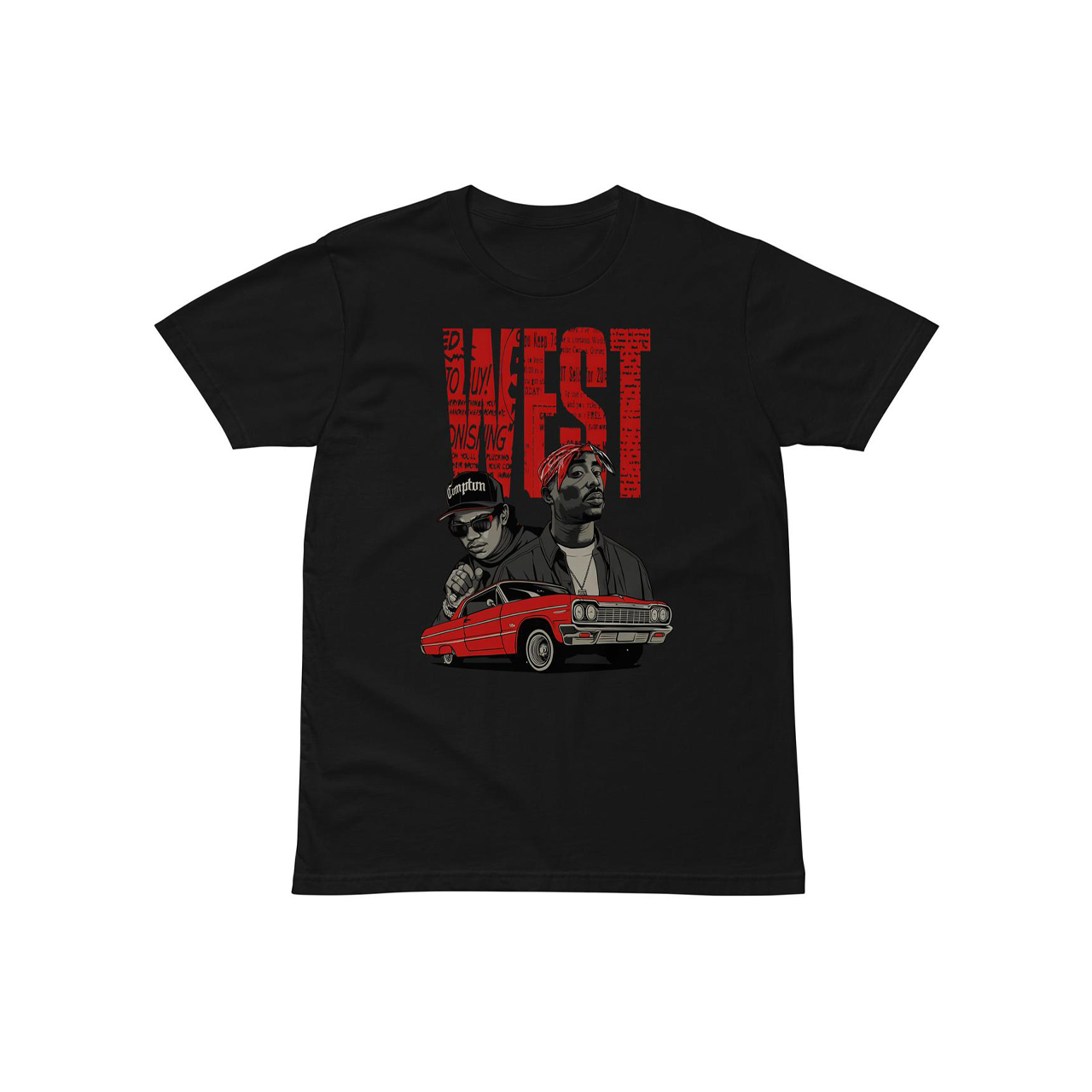 West Coast streetwear T-shirt featuring Impala, 2Pac, and Eazy-E – Lowrider