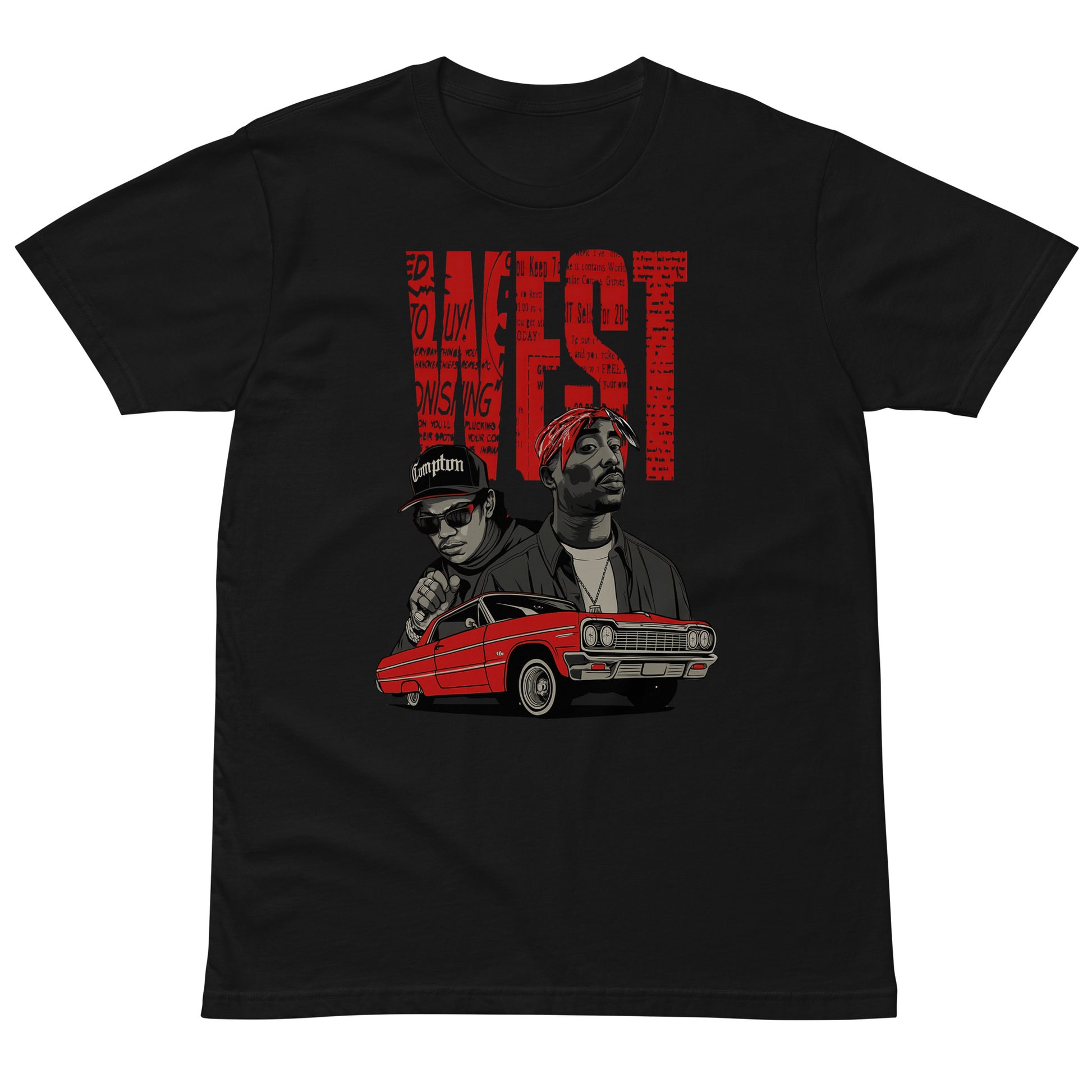 West Coast streetwear T-shirt featuring Impala, 2Pac, and Eazy-E – LowriderTV